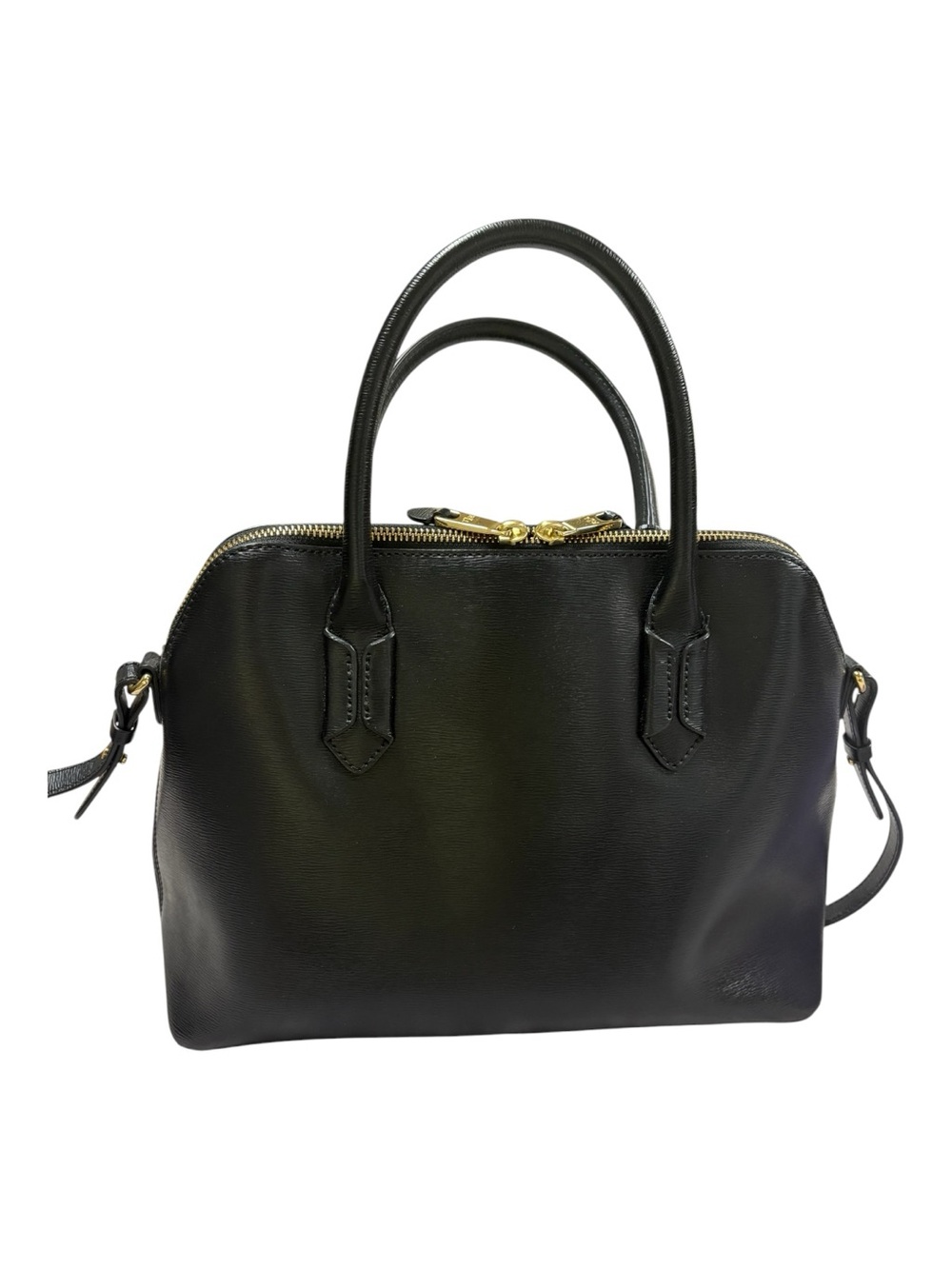 Lauren Ralph Lauren Dome Satchel Bag Black Leather Medium Zip Neutral Classic - Picture 3 of 11